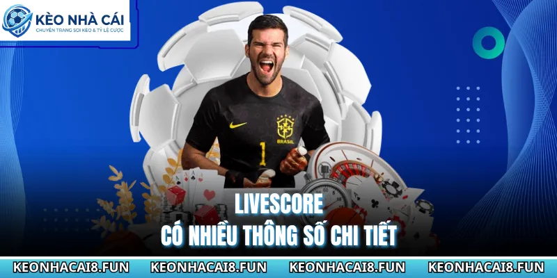 Livescore 28 Livescore có nhiều thông số chi tiết